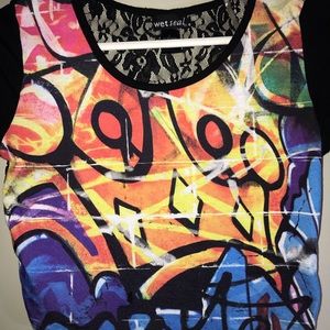Wet Seal Graffiti Crop Top